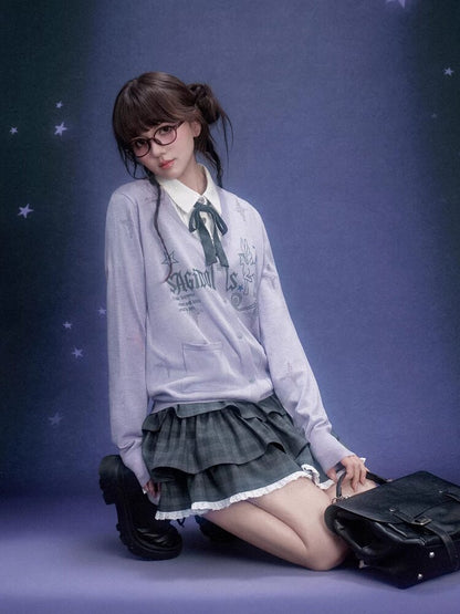 Galaxy Light Purple Star Cardigan【s0000015755】