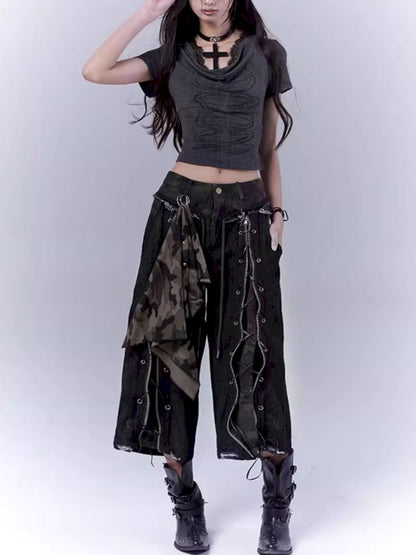 Openwork cross print lace T-shirt【s0000012847】