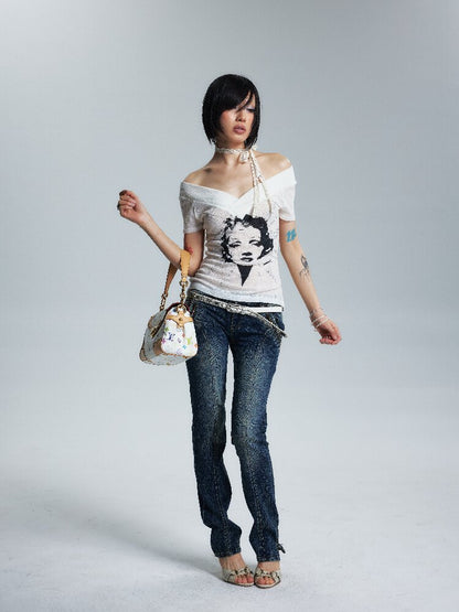 Thin Slim Large V Neck One Shoulder T【s0000017009】