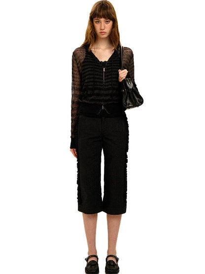 Pleated Lace Cotton Cropped Pants【s0000017926】