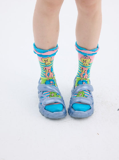 Striped Animal Pattern Knit Socks【s0000017702】
