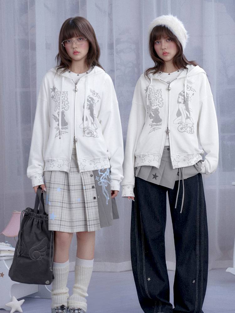 Graffiti Print Hooded Sweatshirt【s0000014364】