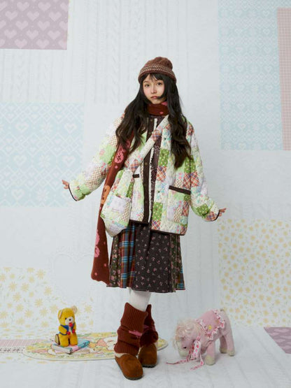 Bear Print Brown Knitted Leg Cover【s0000015035】