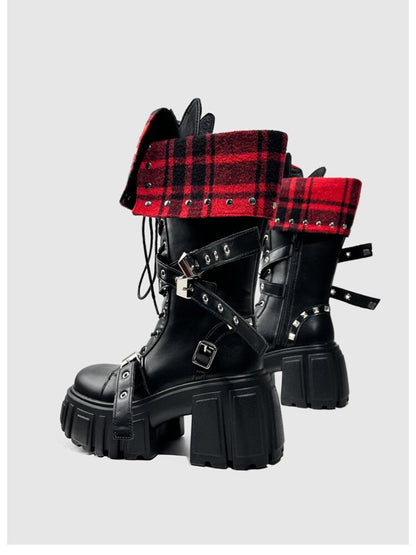 Black Punk Samurai Biker Boots【s0000015712】
