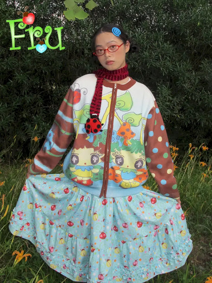 Blue-Brown Knit Cardigan Sweater【s0000014191】