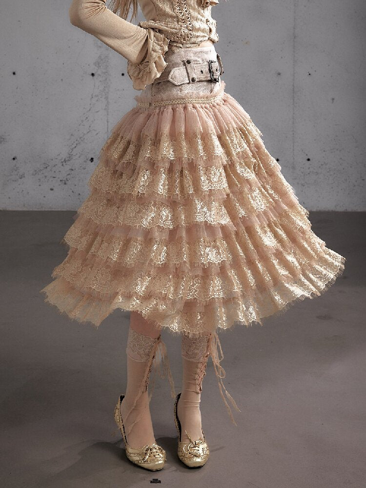 Lace Patchwork Tulle Cake Skirt【s0000019163】