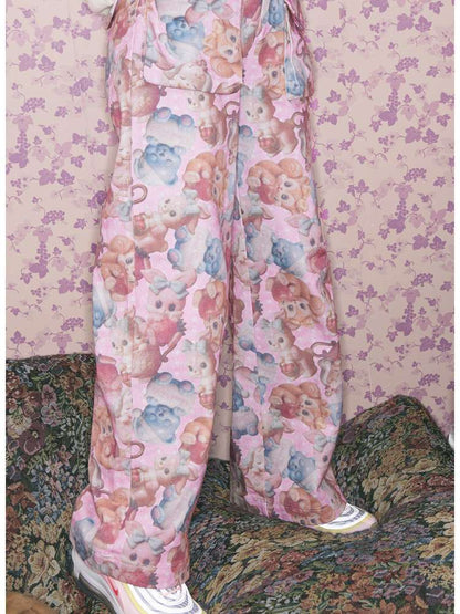 Pink Animal Print High Waist Pants【s0000015031】
