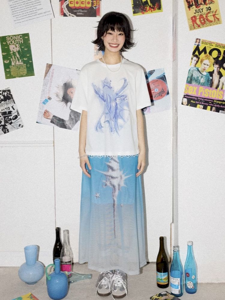 Gradient mesh half-skirt【s0000012300】