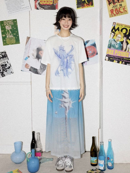 Gradient mesh half-skirt【s0000012300】