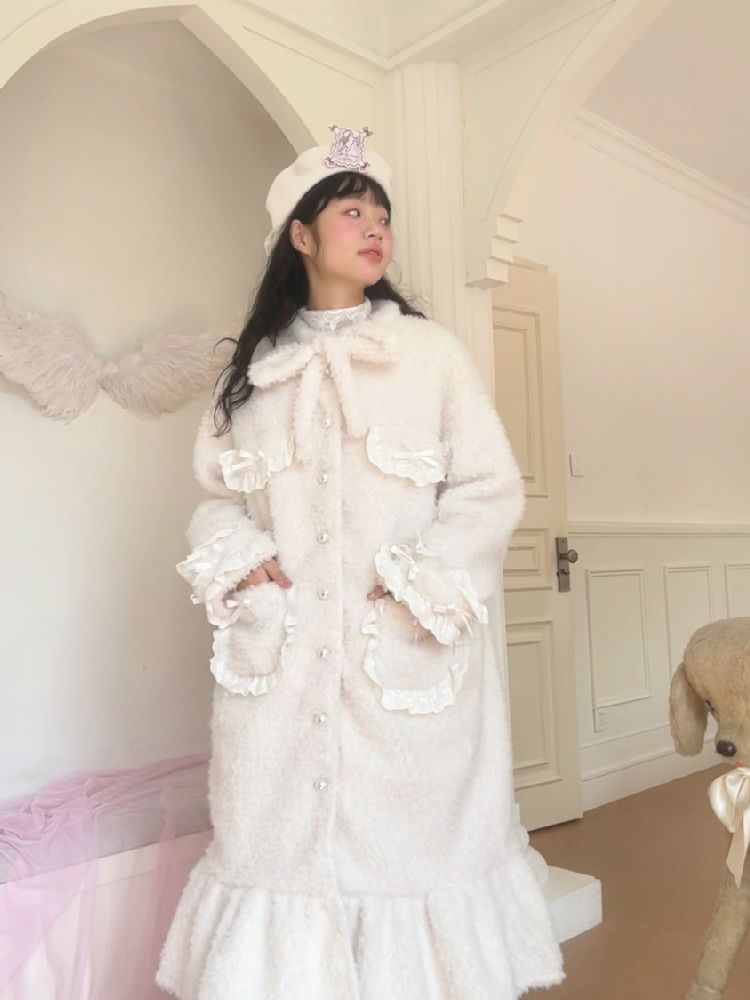 Long Warm Bow Coat Jacket【s0000010884】