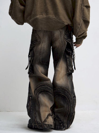 Button Folded Wide Leg Jeans【s0000011351】