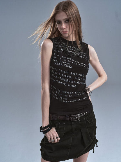 Broken Letter Slim Sleeveless Vest【s0000016899】