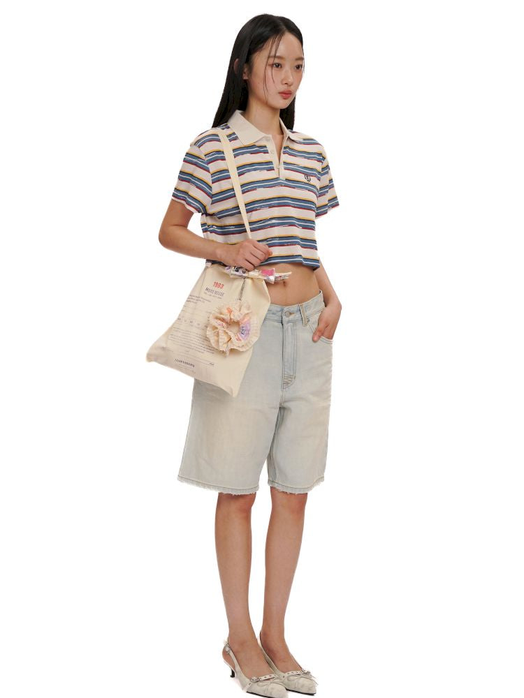 Spray horsey loose denim pants【s0000013442】