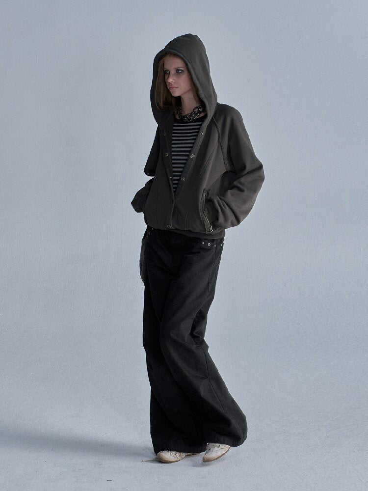 Terry Hooded Split Loose Sweatshirt【s0000018468】
