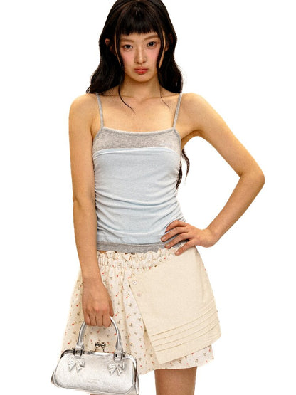 Tencel Linen Faux Two Piece Top【s0000017419】