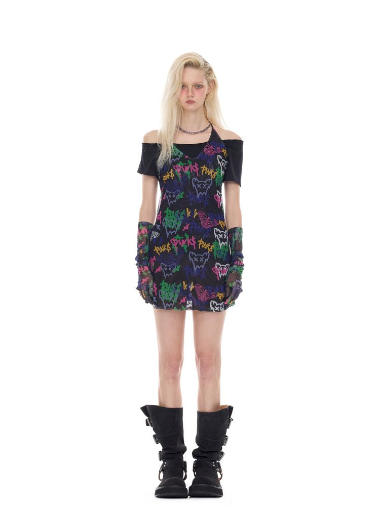 Slim-fit elastic punk Y2K dress【s0000012984】