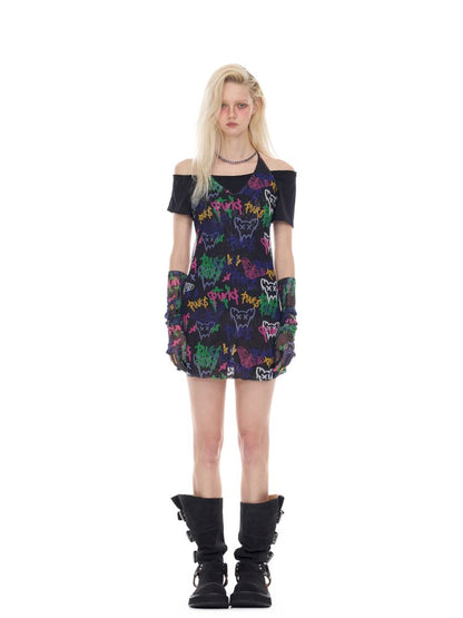 Slim-fit elastic punk Y2K dress【s0000012984】