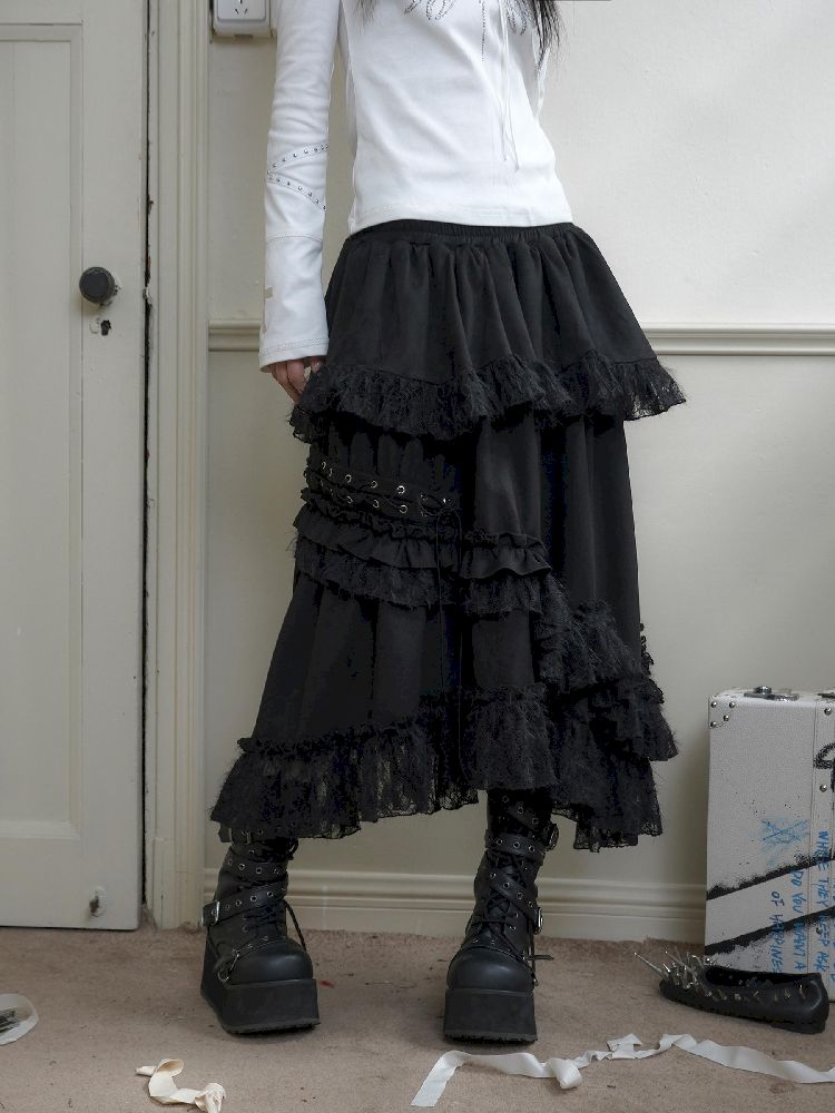 IRREGULAR LONG CAKE UMBRELLA SKIRT [S0000010723]