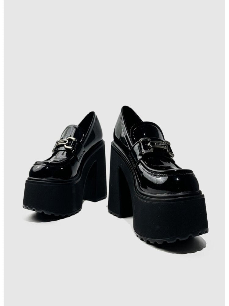 Glossy Patent Leather Buckle Loafers【s0000015715】