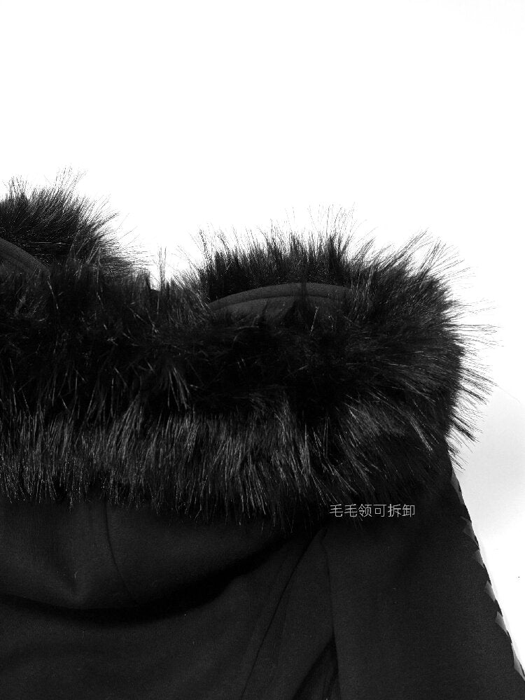 Glossy Black Fleece Hooded Fur Sweatshirt【s0000019103】