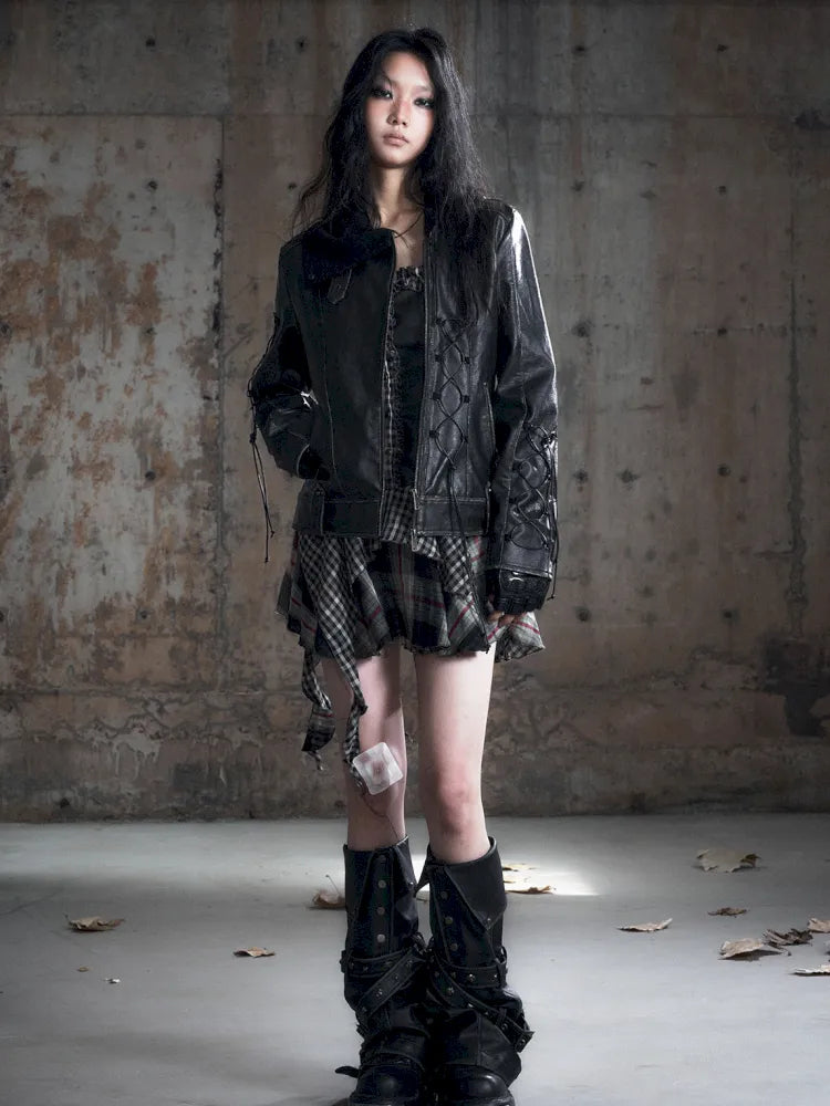 Faded Button Leather Leg Covers【s0000013963】