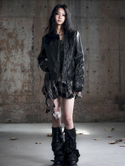 Faded Button Leather Leg Covers【s0000013963】