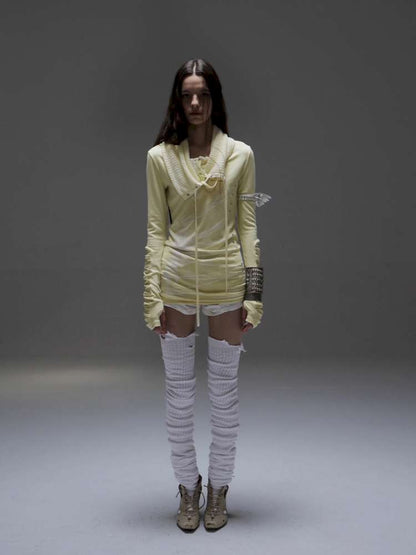 Original Shoulder Knit Stacked Collar Top【s0000014712】