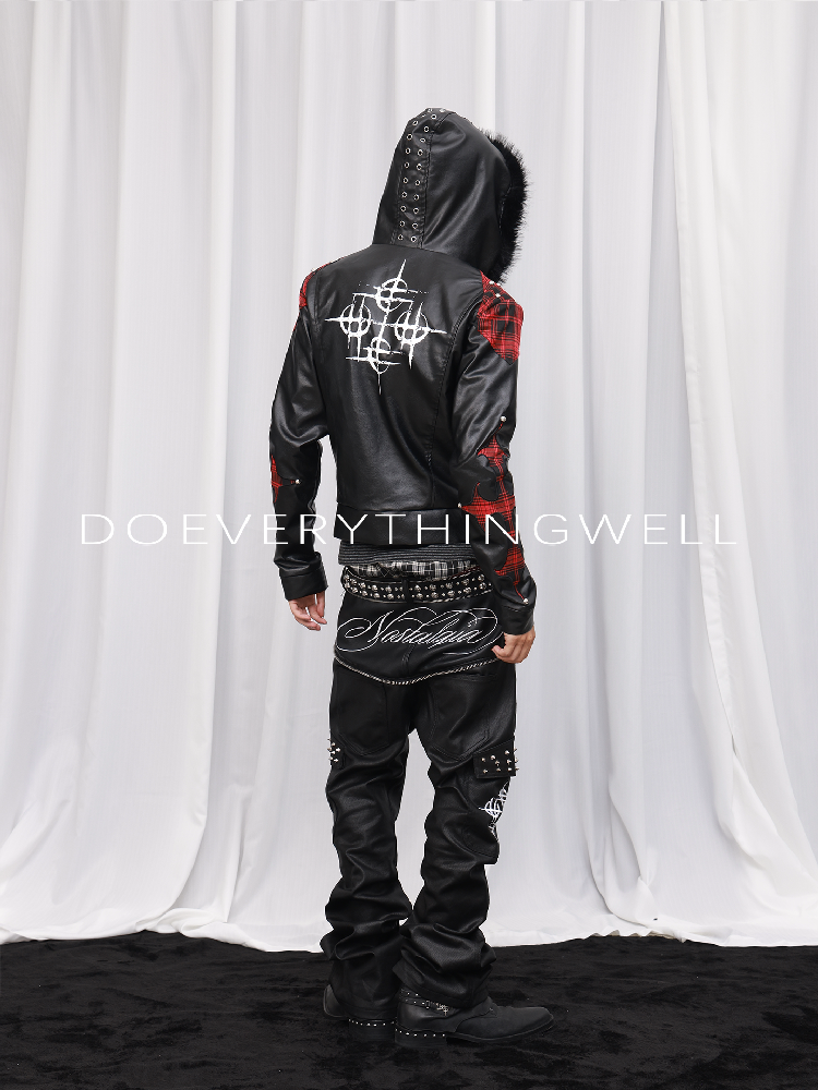 Applique Studded Wool Collar Hooded Jacket【s0000019123】