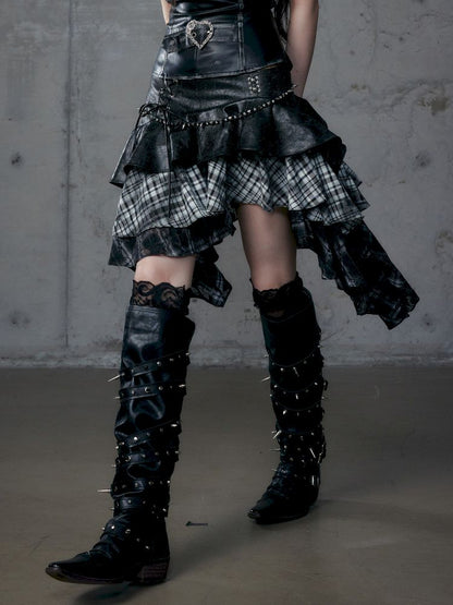 Heavy leather bustier skirt【s0000013467】