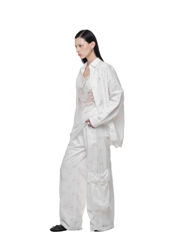 Hollow Jacquard Fabric Silhouette Shirt【s0000011619】