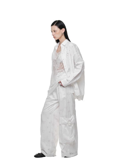 Hollow Jacquard Fabric Silhouette Shirt【s0000011619】