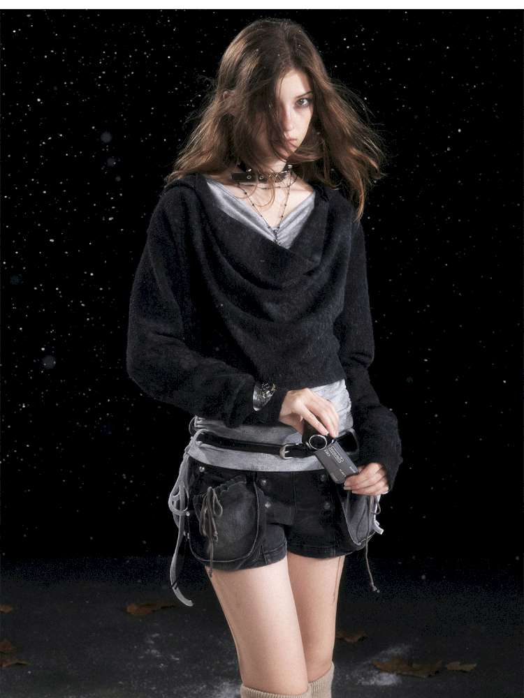 Striped Distressed Hooded Top【s0000014674】