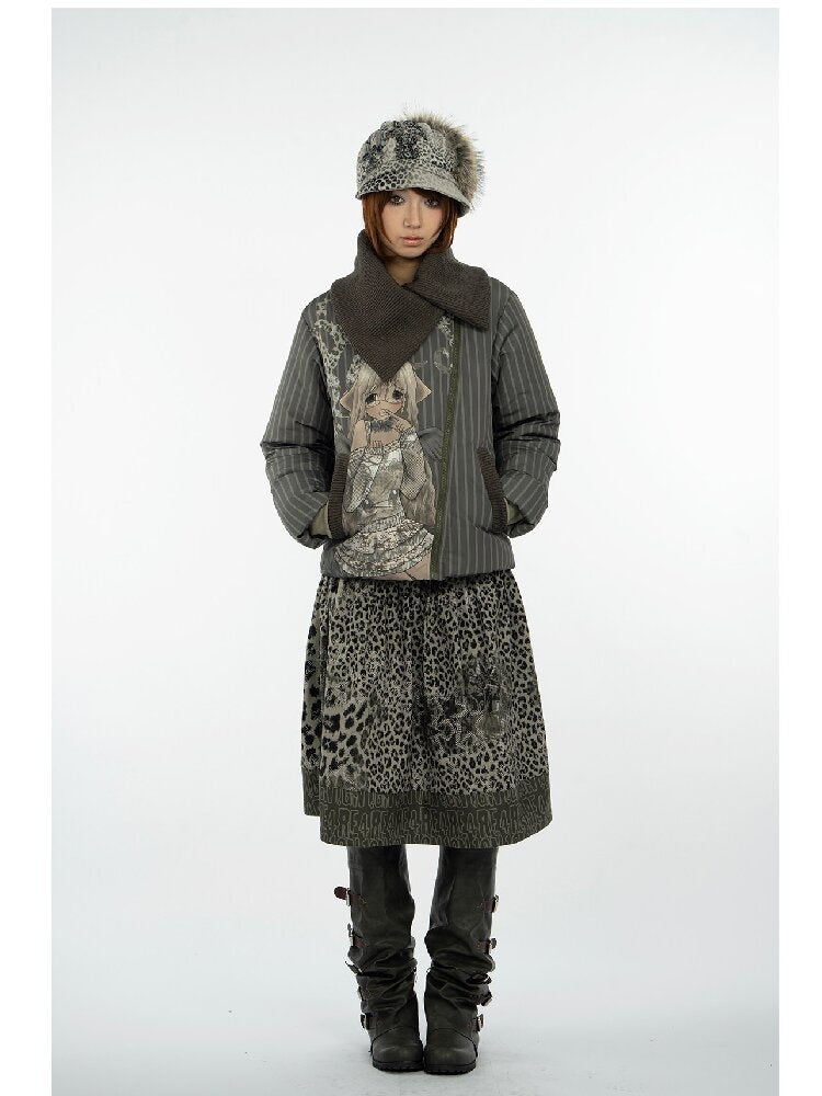 Striped Comic Character Down Jacket【s0000018074】