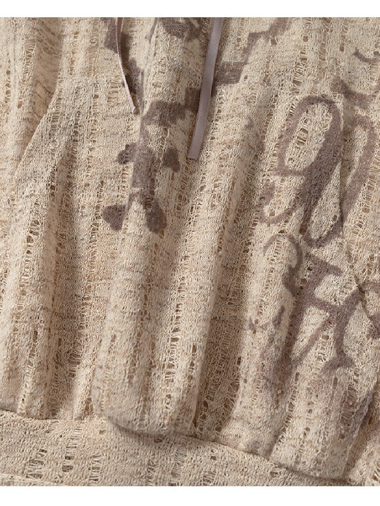 Ripped Knit Hooded Short Smock T Shirt【s0000016993】