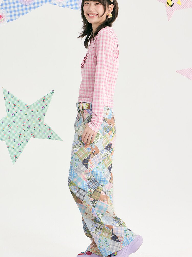Vintage Bear Floral Patchwork Pants【s0000018721】