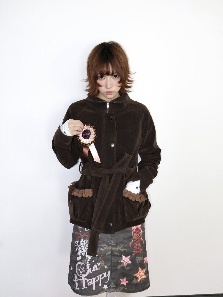 Vintage Badge Suede Patchwork Jacket【s0000018668】