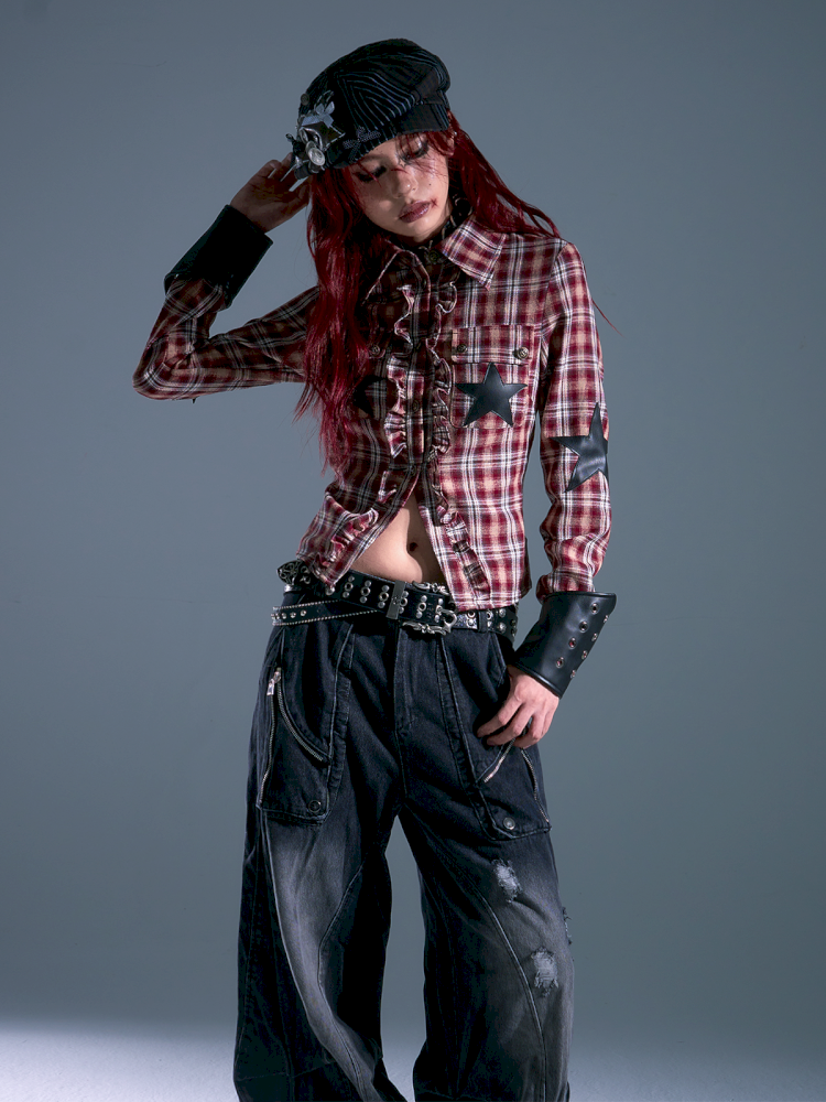 Plaid Slim long-sleeved shirt【s0000013695】