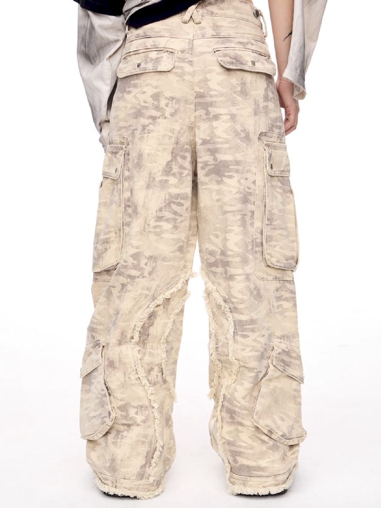 Multi-Pocket Raw Edge Workwear Bib Pants【s0000011367】