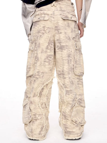 Multi-Pocket Raw Edge Workwear Bib Pants【s0000011367】