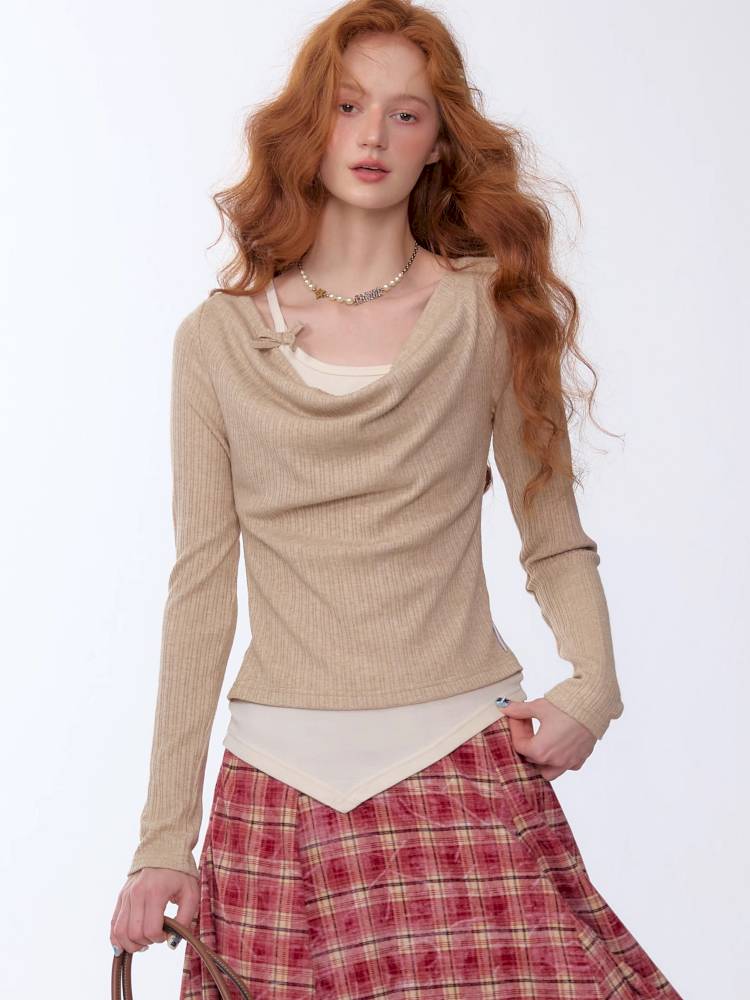 Slim Fit Top Long Sleeve Knit T-Shirt【s0000014354】