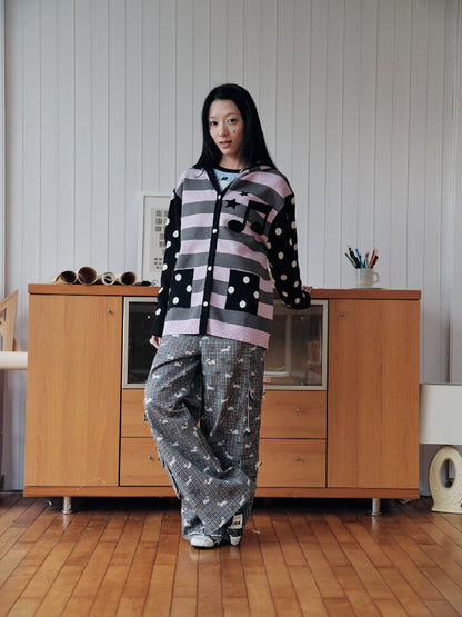 Purple Jacquard Hooded Sweater Top【s0000018708】