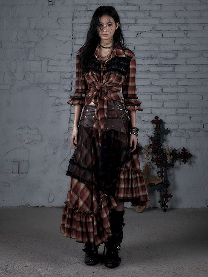 Flare Mid Sleeve Tie Short Blouse【s0000011820】