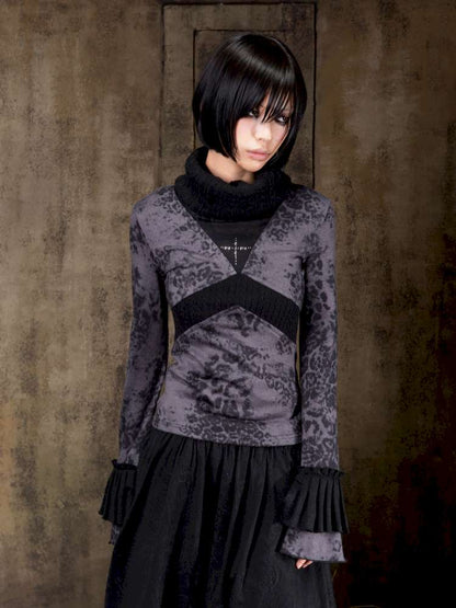 Contrast Slim Knit Long Sleeve Tee【s0000015083】