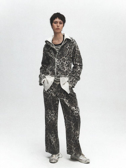 Leopard Print Washed and Aged Jacket【s0000011632】