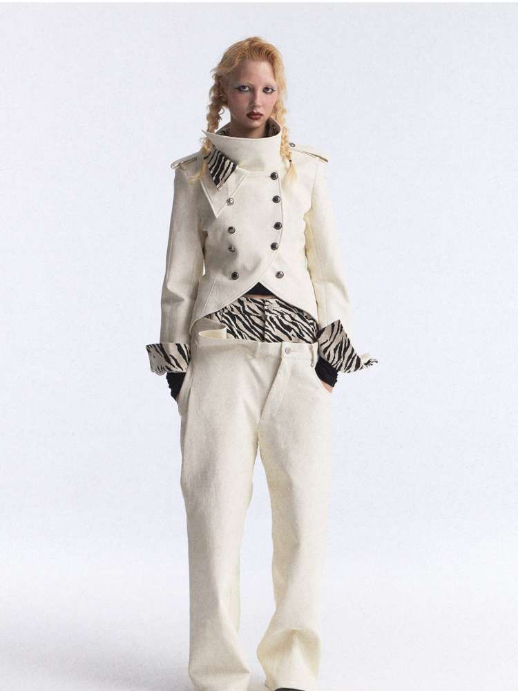 Irregular Zebra Wide Leather Pant【s0000015392】