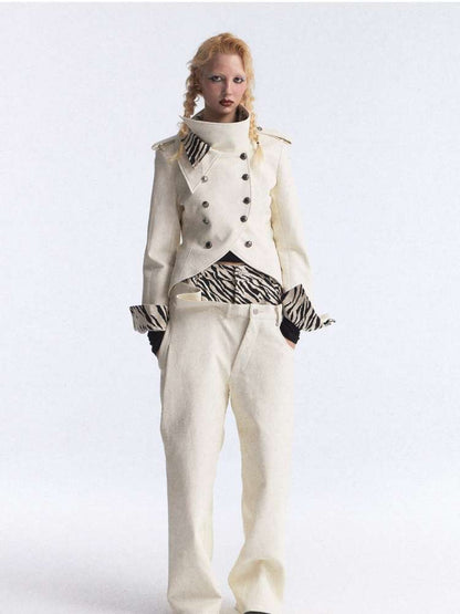 Irregular Zebra Wide Leather Pant【s0000015392】