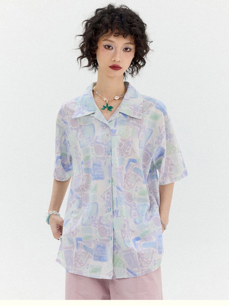 Full-print short-sleeved shirt【s0000012950】