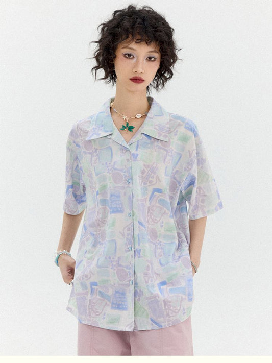 Full-print short-sleeved shirt【s0000012950】