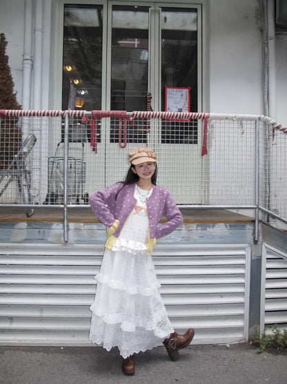 Patchwork Maxi Dress Cake-Style Skirt【s0000014166】