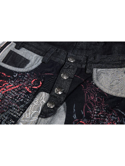 Bare-eared Pulping Double-waisted Jeans【s0000016959】